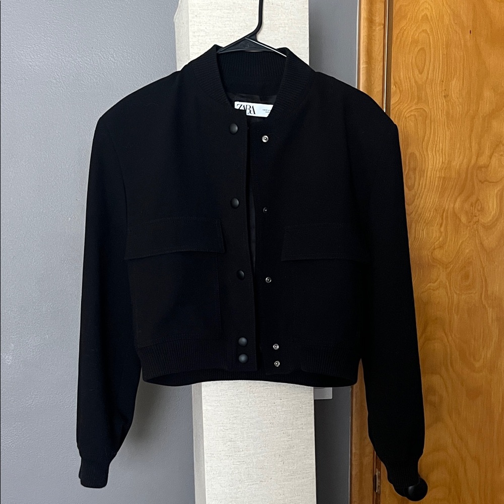 Zara Women's Black Bomber Jacket